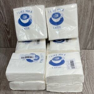 NWT 10 Packages of 50 Count Disposable Cocktail Napkins “I Like You A Latte”
